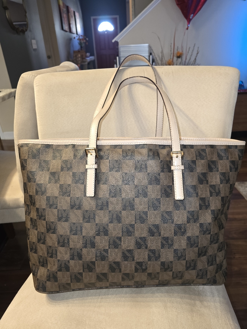 Michael Kors Brown Check Tote - Picture 2 of 3